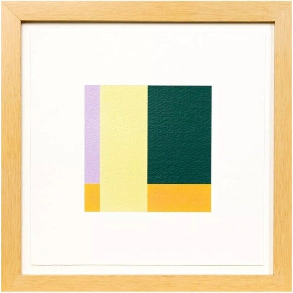 Pair Original Paintings Signed Artist Framed 11x11” Modern Abstract Green Purple - Picture 4 of 5